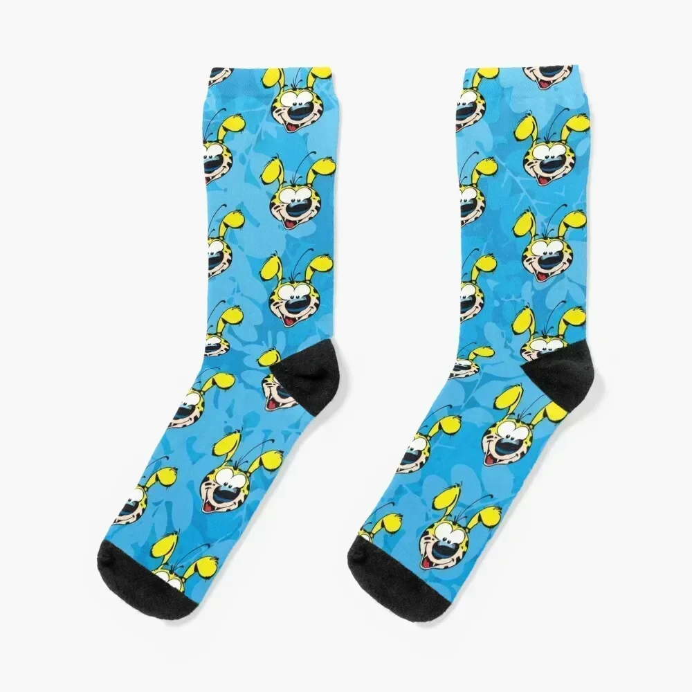 Marsupilami face / Light blue design Socks Heating sock japanese fashion snow Socks Male Women's