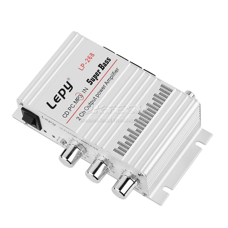 เครื่องเล่นดิจิทัล LP-268 Lepy เครื่องขยายเสียงรถยนต์ขนาดเล็ก Hi-Fi ซับวูฟเฟอร์สเตอริโอแอมป์2ช่อง20W RMS CD/PC/MP3ซูเปอร์เบส