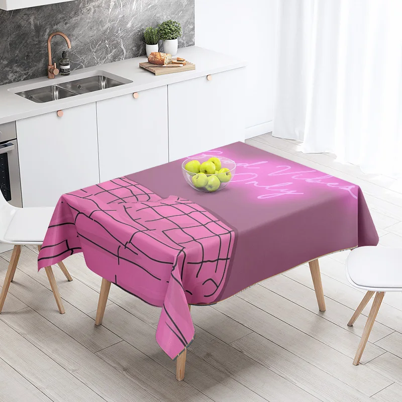 Green Tablecloth with White Text Save Drinker Ququila for Home Decor - Washable Polyester Custom Size Available