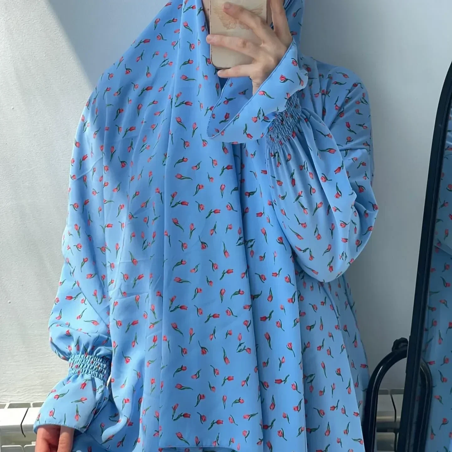 Jilbab-Robe de prière une pièce pour femme, Abaya musulmane imprimée, voile intégré, Hijab, Ramadan, vêtements islamiques, Djellaba de Dubaï