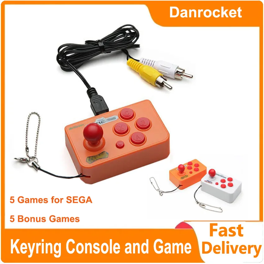 Mini Arcade Joystick With 10 Games For Sega Arcade Nano Consolas De Videojuegos AV Output TV Retro Gaming Console Keychain