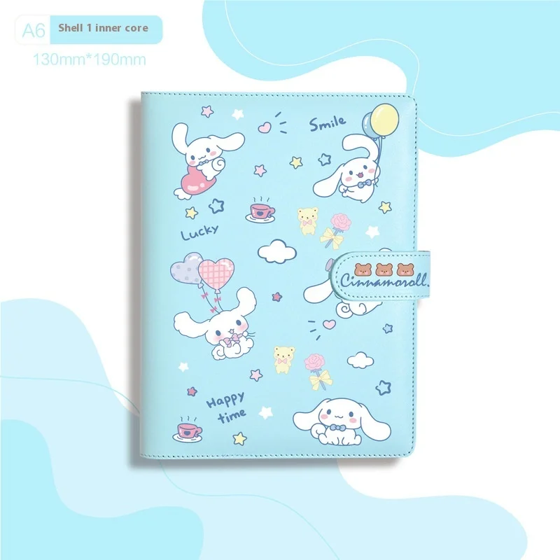 Hello Kitty Kuromi Yugui Dog A6 Loose leaf Magnetic Buckle Notebook Cartoon Cute Girl Handbook High Beauty Student Supplies Gift