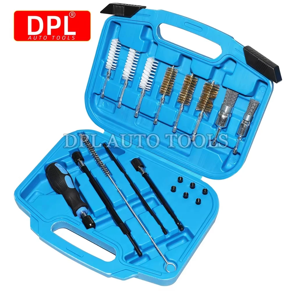 

Universal Diesel Injector Seat Port Cleaning Tool Kit 19Pcs Decarbonising Fuel Nozzle Repair Tool Set