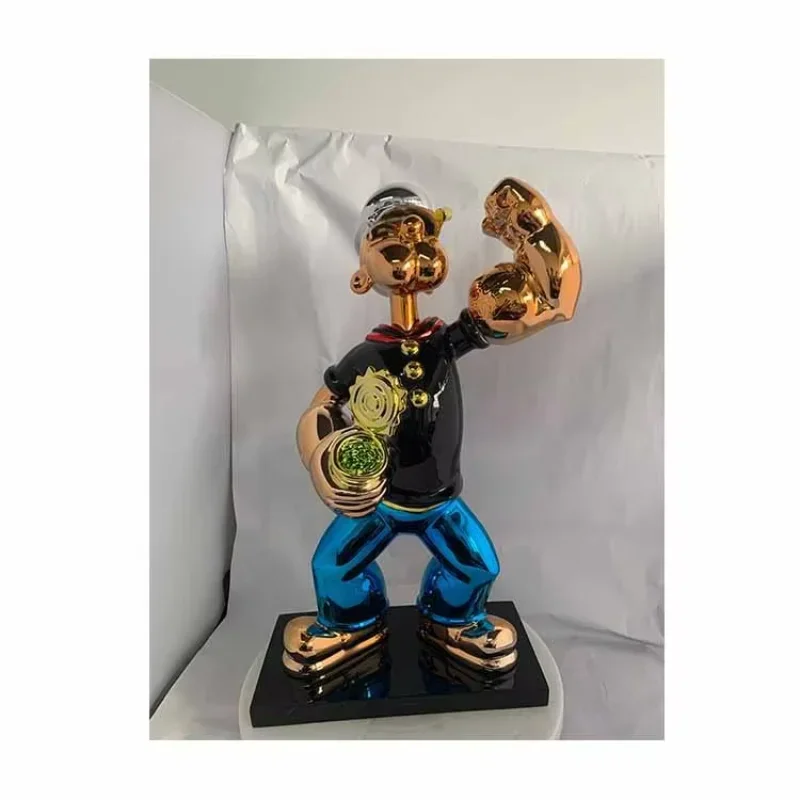 Wholesale Plating Electroplating Custom Color Pop Art Sculpture 60cm Duck 40CM Popeye Decoration Popeye Statues Diy Home Deco