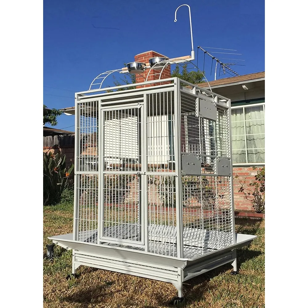 

Large 40"x30"x72"H Double Ladders Open Play Top Wrought Iron Bird Parrot Parttot Finch Macaw Cockatoo Cage