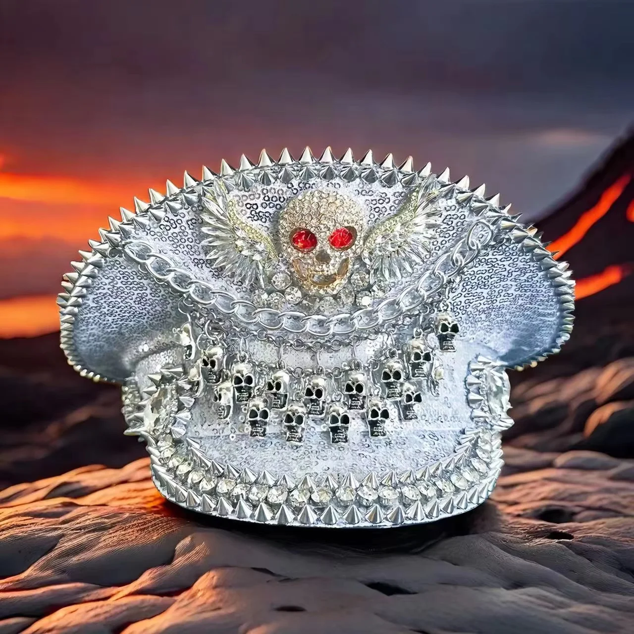 

HongLuan Серебристая карнавальная шляпа капитана с очками для женщин на музыкальный фестиваль, аксессуары для рейв-фестив и праздничная кепка для мужчин