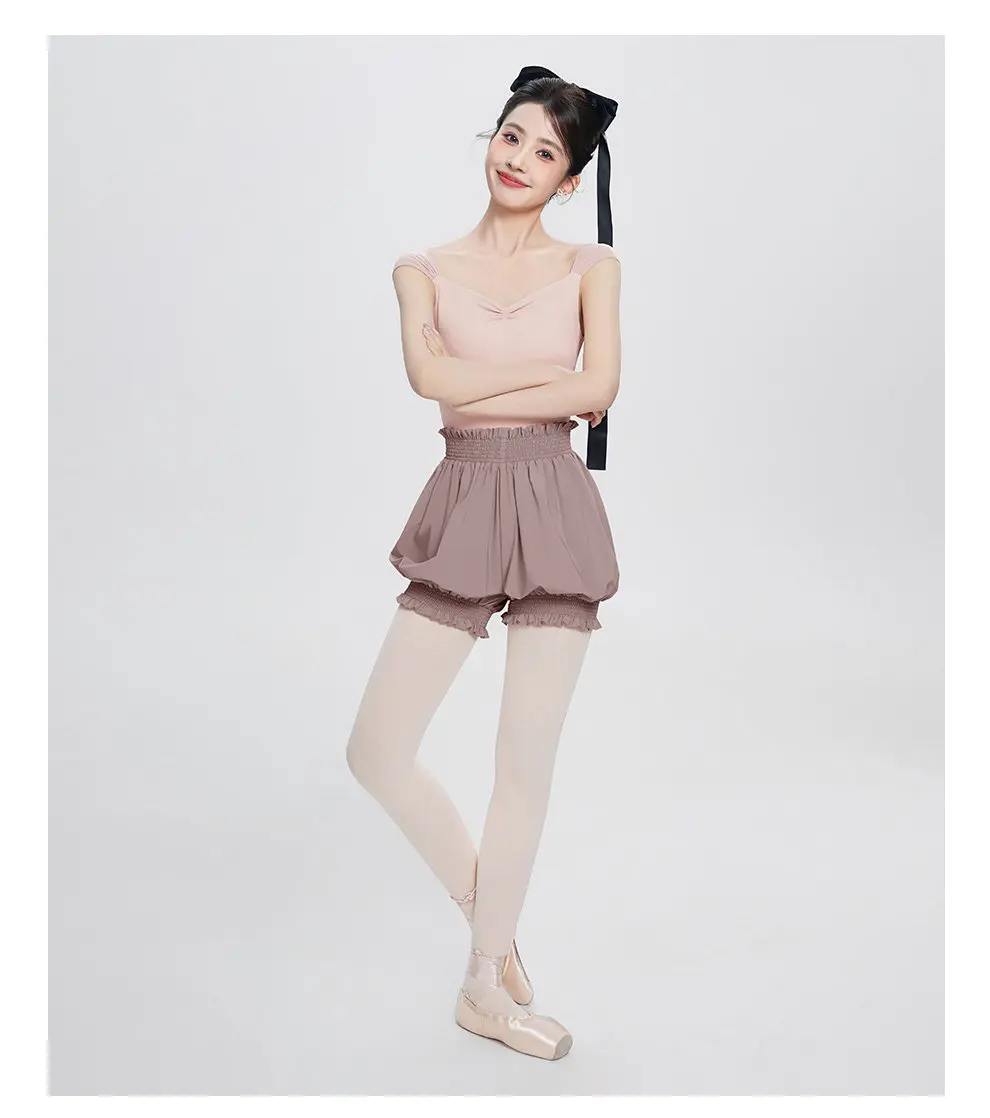 Ballett-Shorts für Damen, Pumphose, Blasenhose, hohe Taille, kurze Tanzhose für Erwachsene – Detail 15
