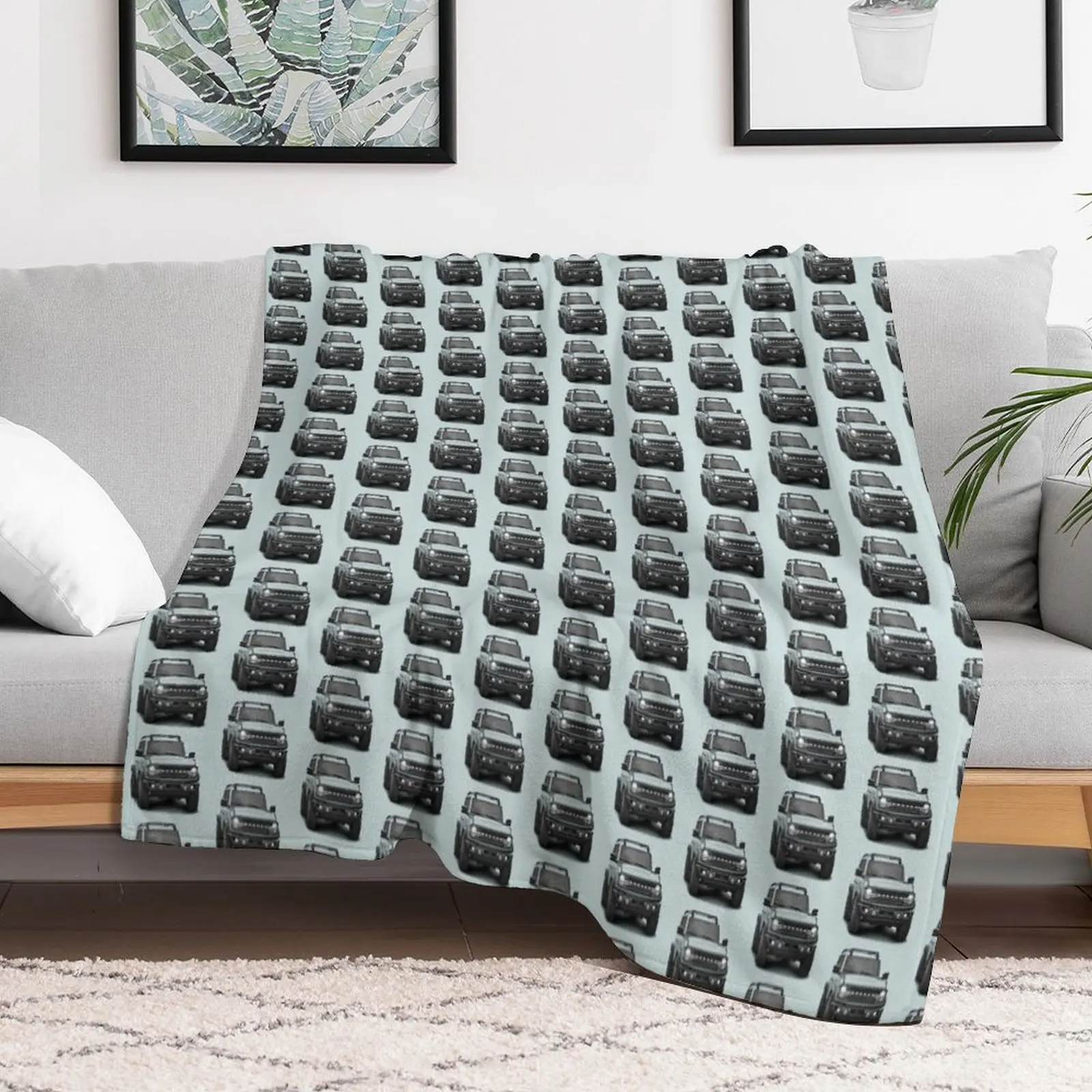 

Ford Bronco - Cactus Gray Throw Blanket Plaid on the sofa Furrys anime Blankets