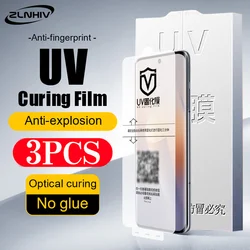 3Pcs protective film Glass smartphone For oneplus 12 11 10 9 8 7 7T pro ACE 3 2 UV light curing film Not Glass screen protector