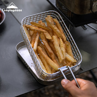 CAMPINGMOO Outdoor Fried Nets and Baskets, Camping Folding 304 Stainless Steel Fried French Fries, Picnic Lunch Boxes, S-1218