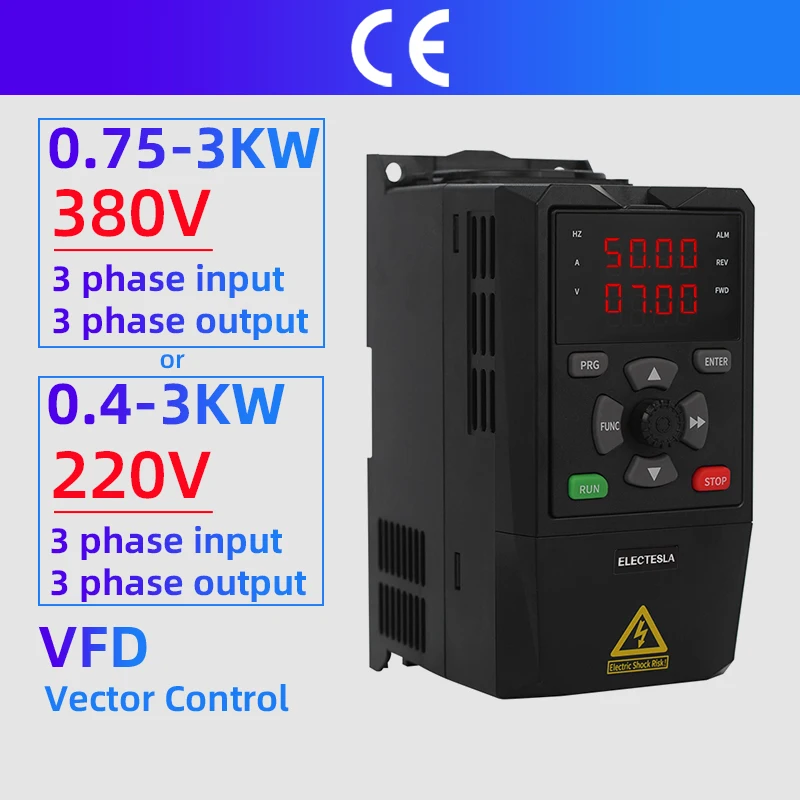 380V Or 220V Economical VFD Variable Frequency Drive Converter Inverter 0.4KW 0.75/1.5/2.2/3/4 KW Motor Speed Controller