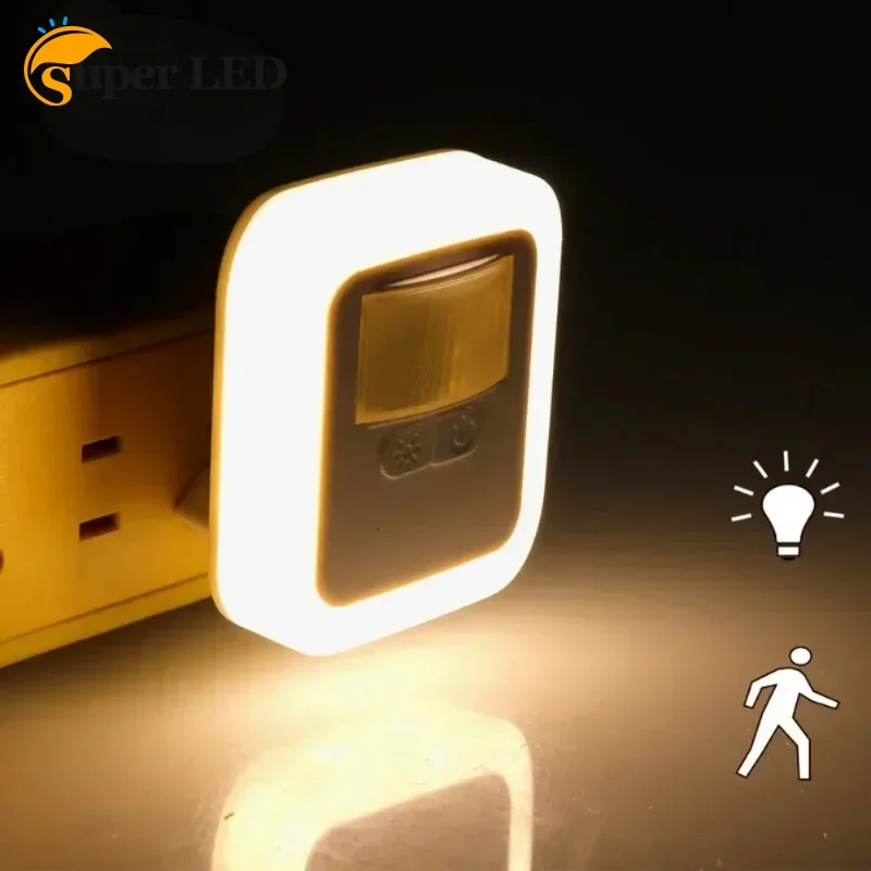 LED Plug-in Sound/ Light Sensor Light Wall Night Lamp Light with Brightness Lighting Time Adjustable for Living Room