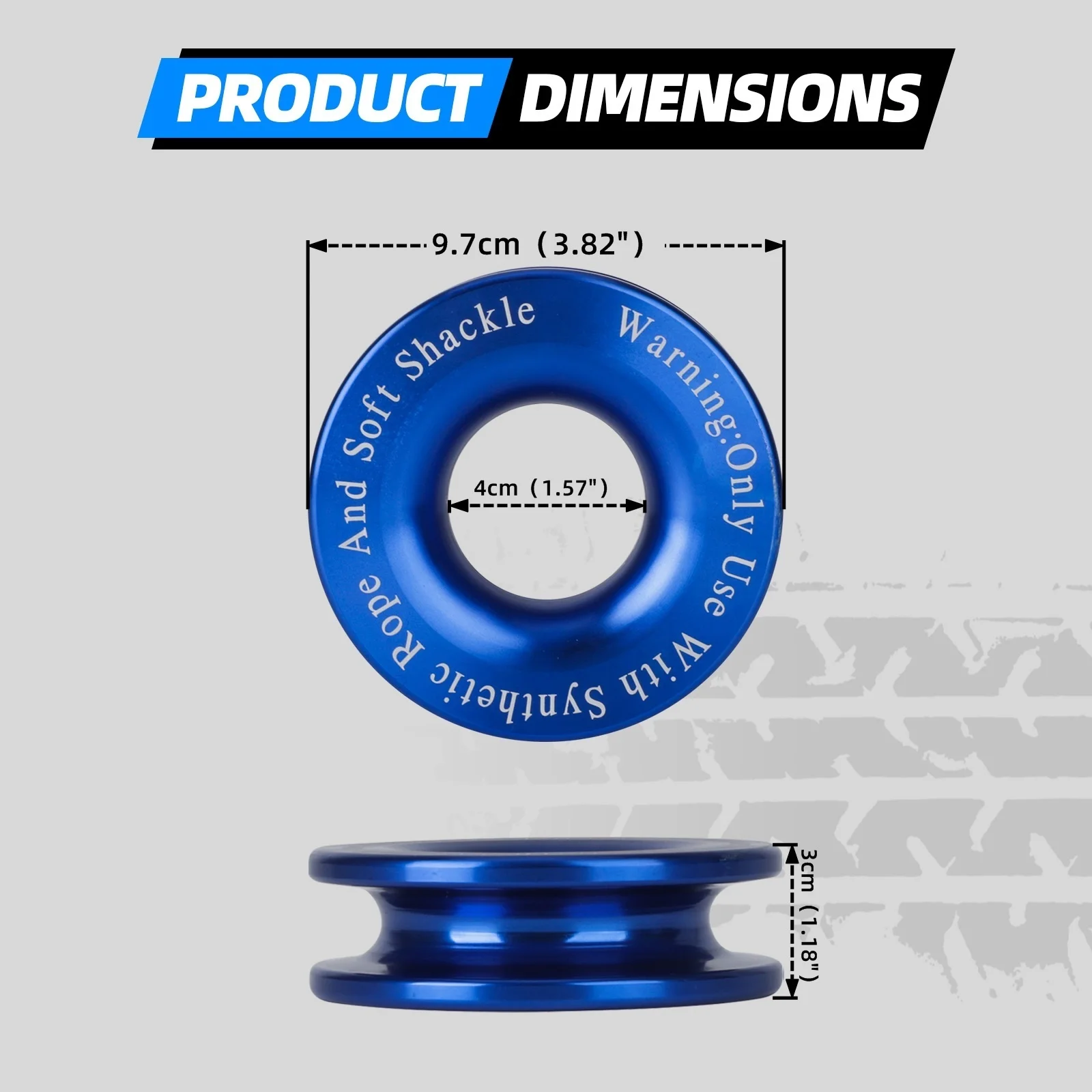Aluminum 41000lb Recovery Ring Towing Rope Loop Snatch Block Off Road Winch Pulley Cable Hook Kit for Jeep Suv Truck