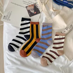 Striped Combed Cotton Women mid-calf socks Harajuku Ins Designer socks Socks Autumn Winter Fashion Casual Girls AB Socks High