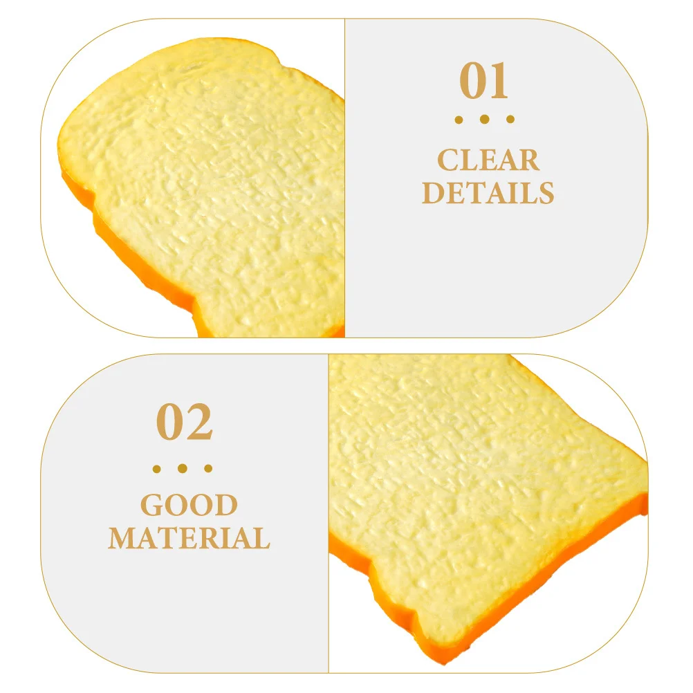 

2pcs Simulation Toast Realistic Pu Fake Bread Slice For Bakery Photo Props Kitchen Display Decor Artificial Food Bread