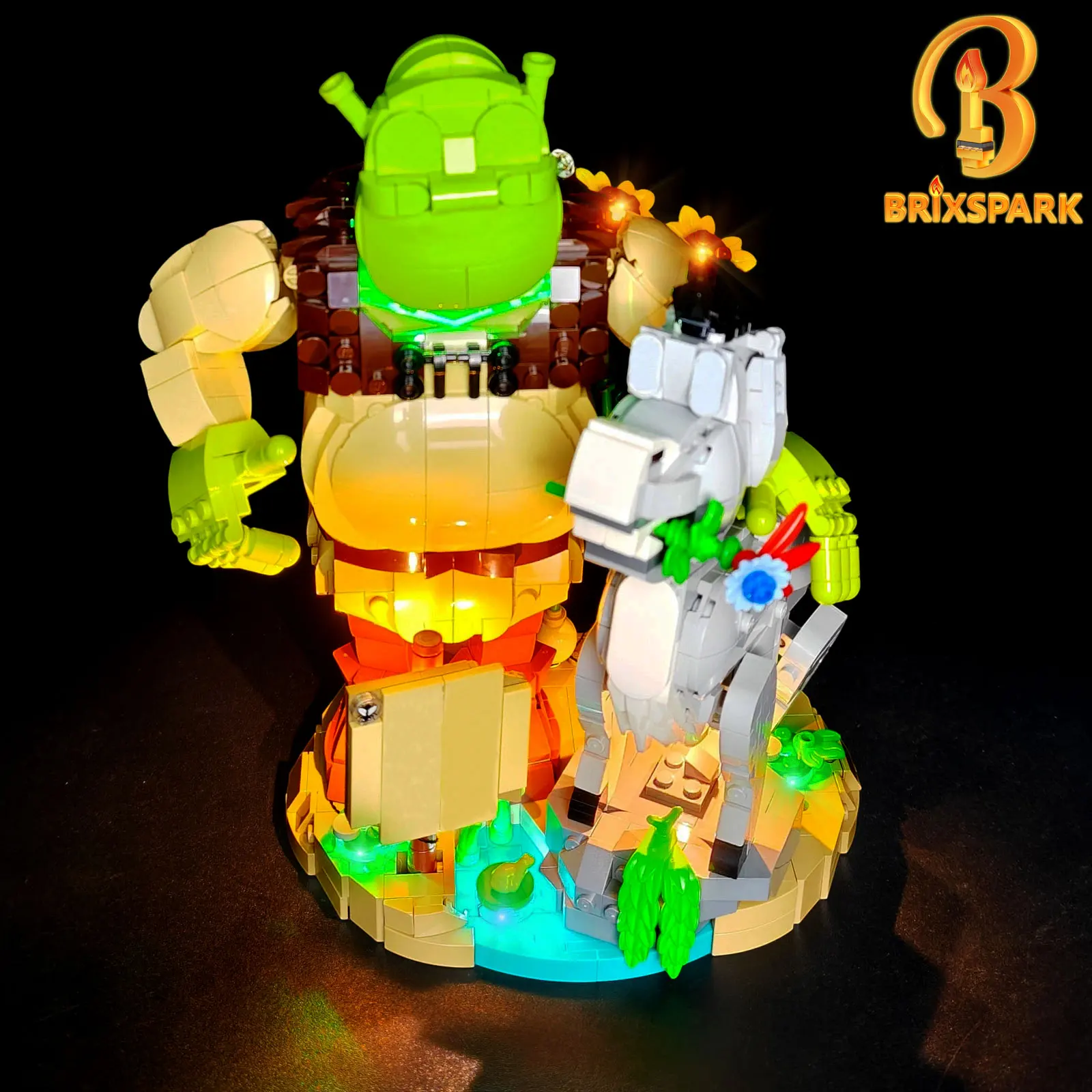 BRIXSPARK LED-Lichtset für Lego 72423, USB DIY-Lichtset für Shrek Esel & Mäusemann Bausteine, Keine Bausteine Enthalten
