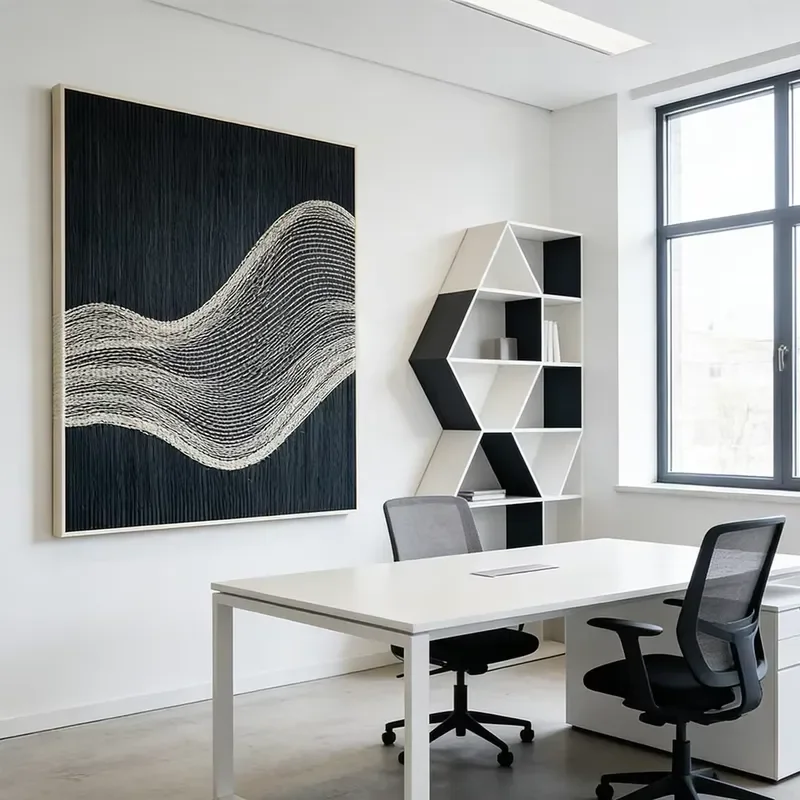 OEM Modern Layered Wave Textile Framed Woven Wall Art for Contemporary & Neutral Interiors 4