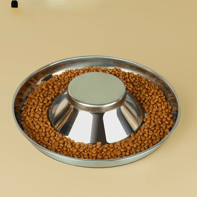 

Pot breeding bowl, big rice plate, cat food bowl, special bowl for kittens and dogs, stainless steel oversized anti knock pet