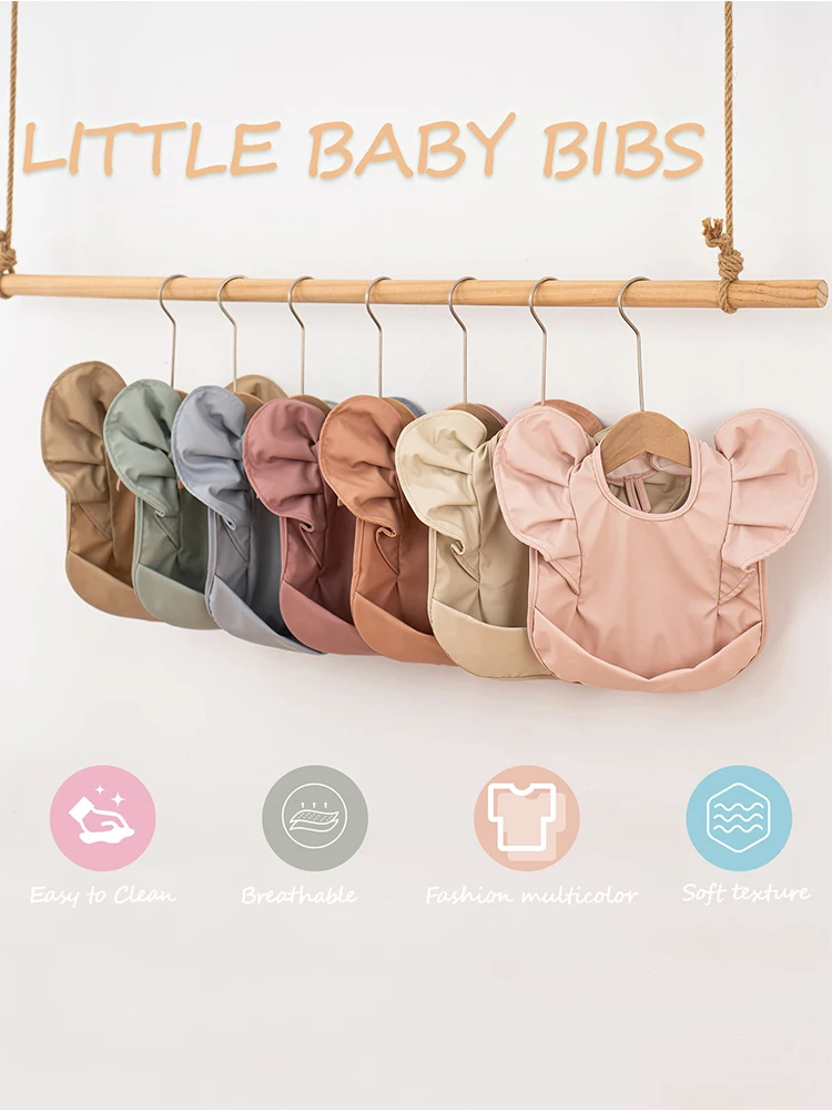 Bavoirs imperméables de couleur unie pour bébé, ailes d'ange, complément alimentaire pour enfants, Anti-salissure et poche de salive, tablier d'alimentation, articles pour bébé