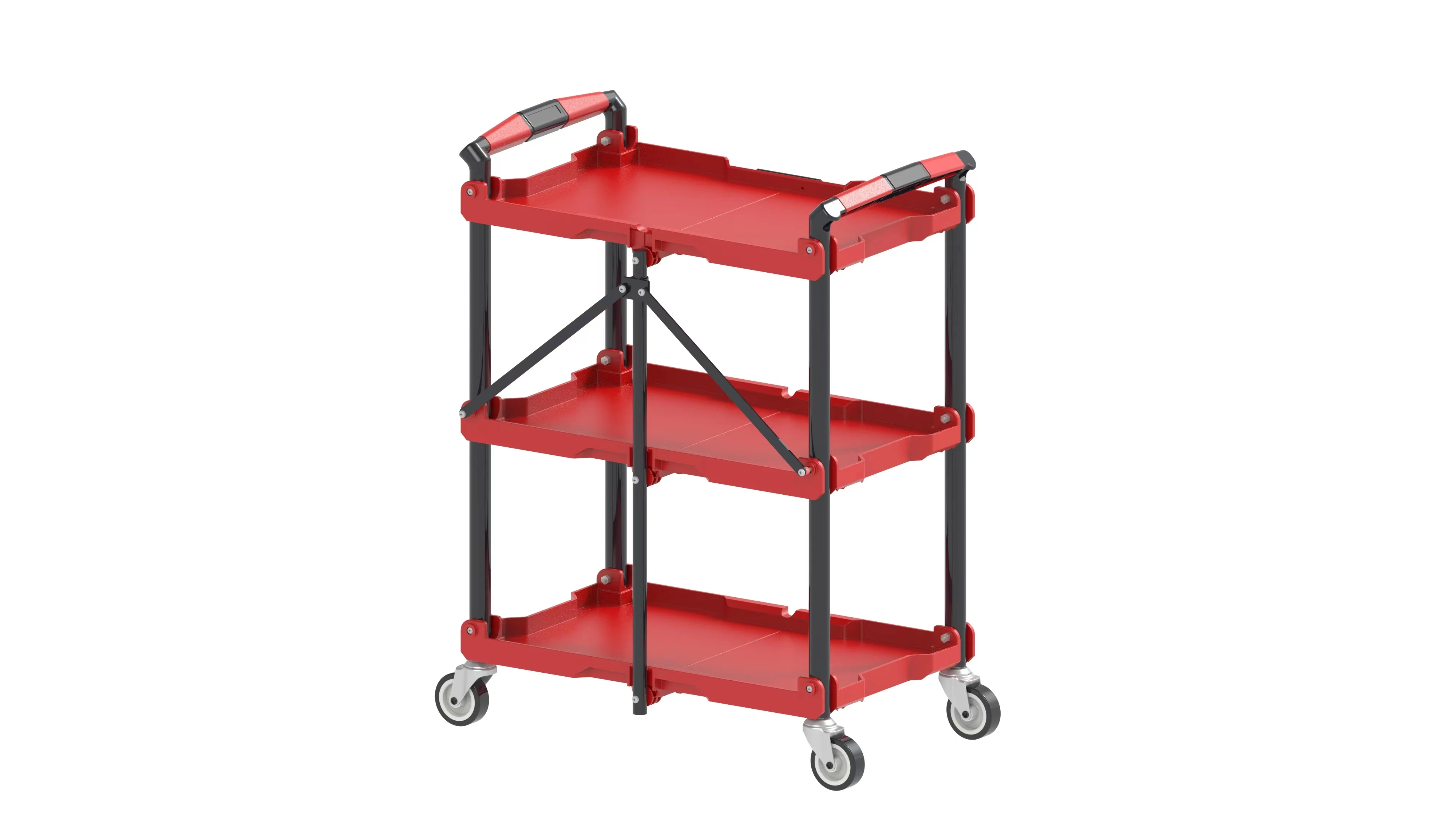 2023 New Style Service Cart Trolley Folded 3 Tier Car Detailing Utility Cart