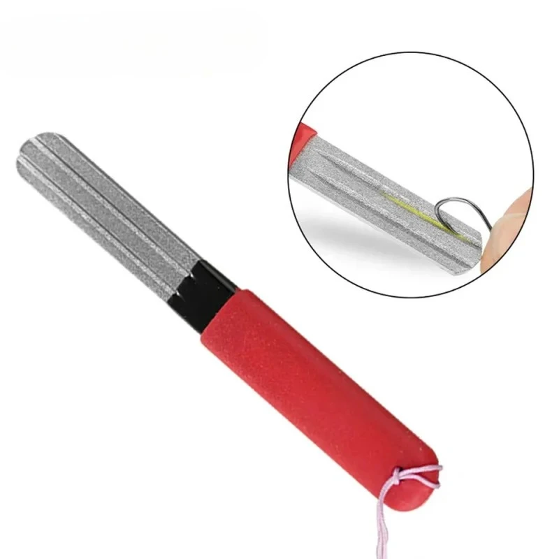 TOSR 1pc Portable Outdoor Double Groove Fishing Hook Sharpening Hone Fishing Grinding Hook Sharpener Tool Fishing Tool