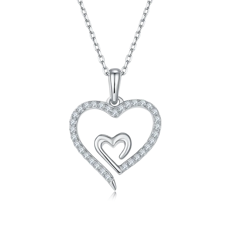 

S925 Sterling Silver Moissanite Gemstone Pendants Necklaces Love Heart D Color Diamond Jewelry for Women Wedding Gift