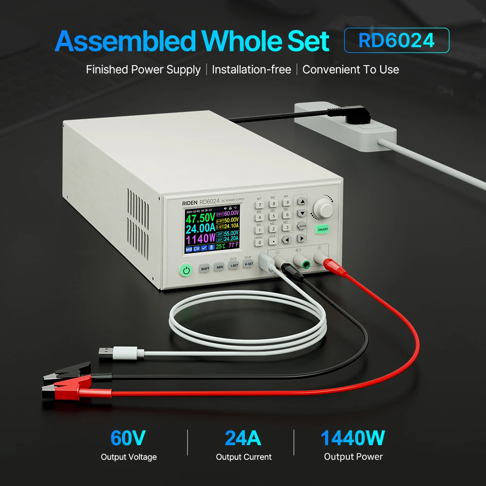 6024 Set assemblato 60V 24A 1140W Controllo digitale USB Regolatore di alimentazione da laboratorio a tensione regolabile da CA a CC