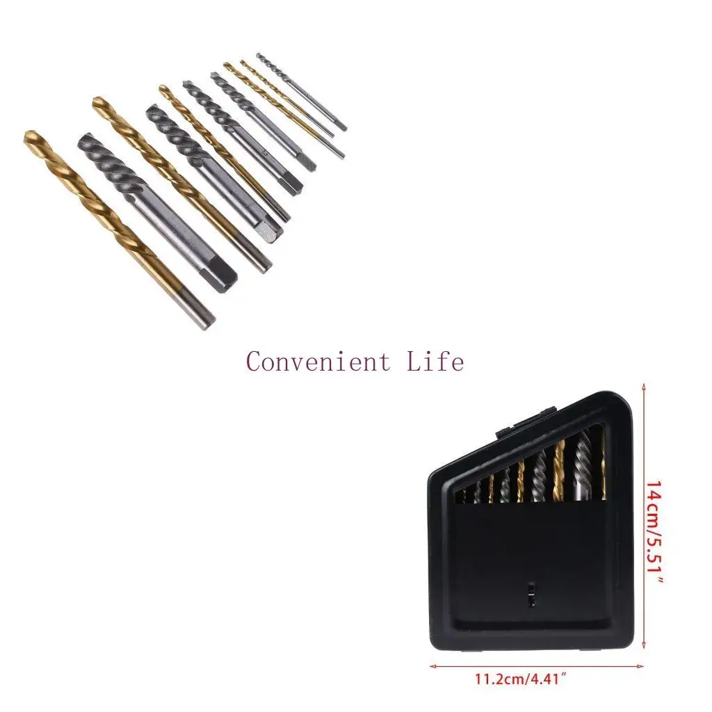 

L1EE Screw Extractor Metal Drill Bit Damaged Screws Remover Extractor Woodworking Tools Broken Bolt Water Pipe Extractor 10x