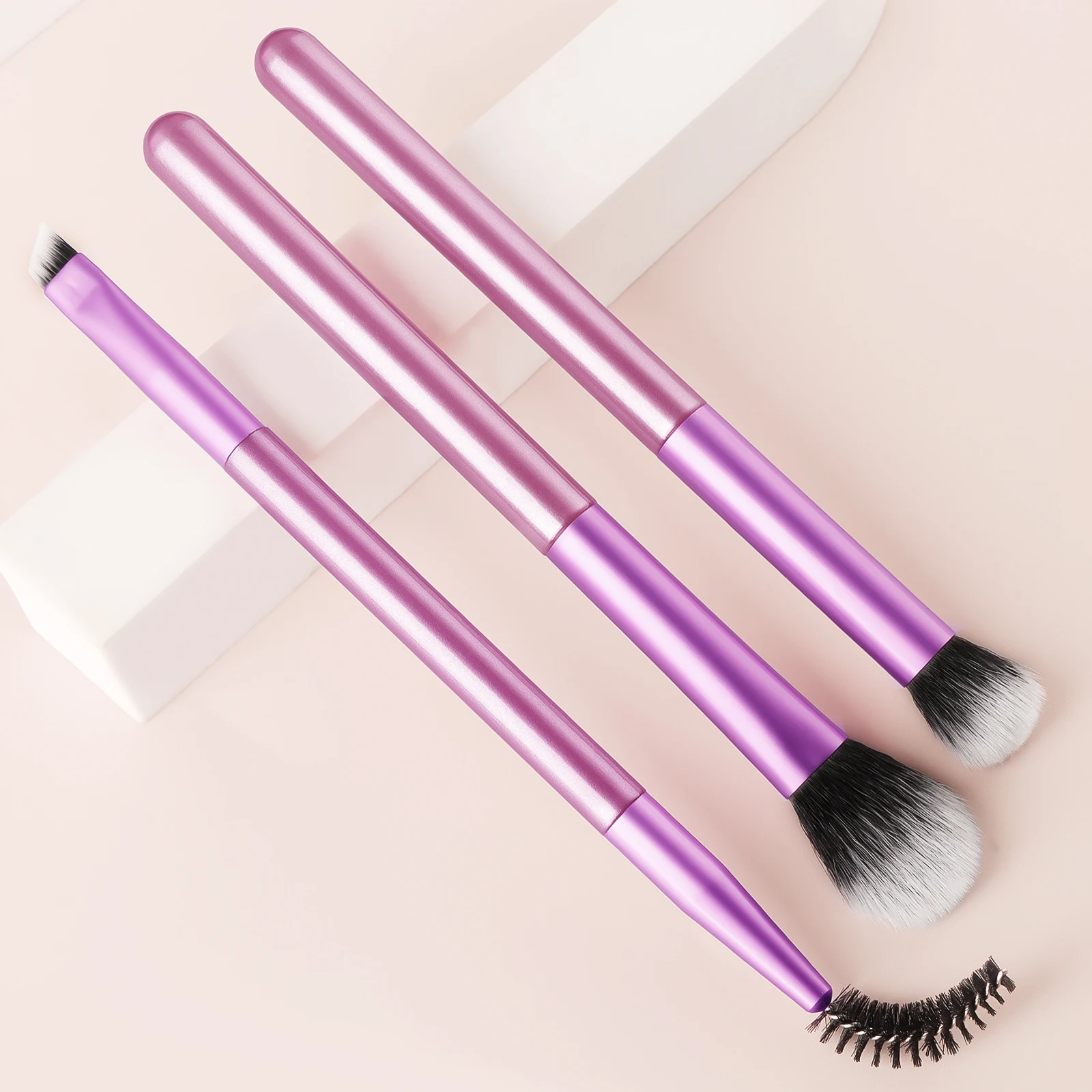 Maquiagem Brush Sets com cabeças duplas, plástico diário, encrespador de cílios, olho grande, pincéis para maquiagem Supply, 3pcs