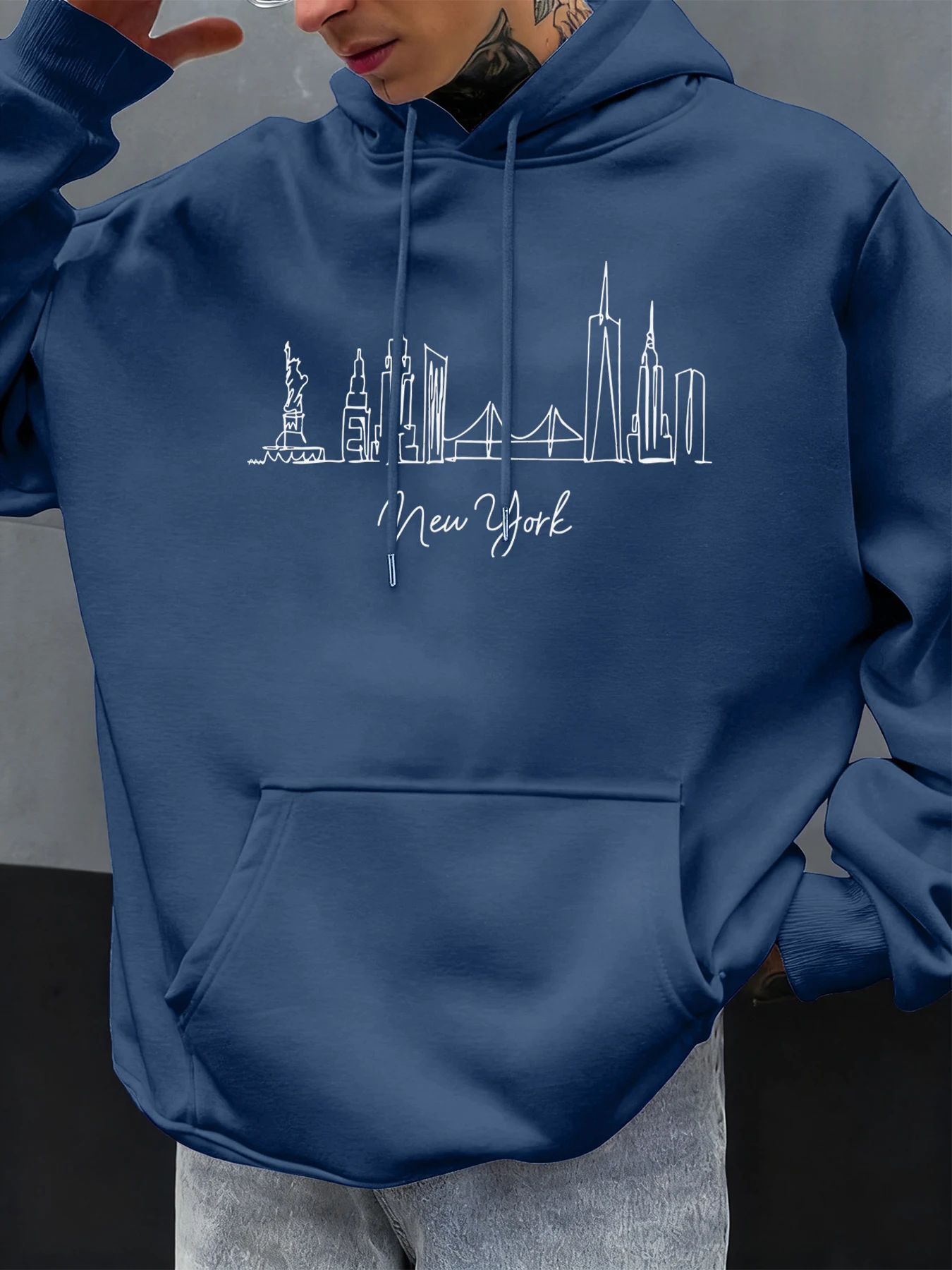 نيويورك مدينة خط طباعة الخريف هوديس رجل الصوف مريحة هودي عادية الهيب هوب الشارع الشهير خمر شخصية البلوفرات #3