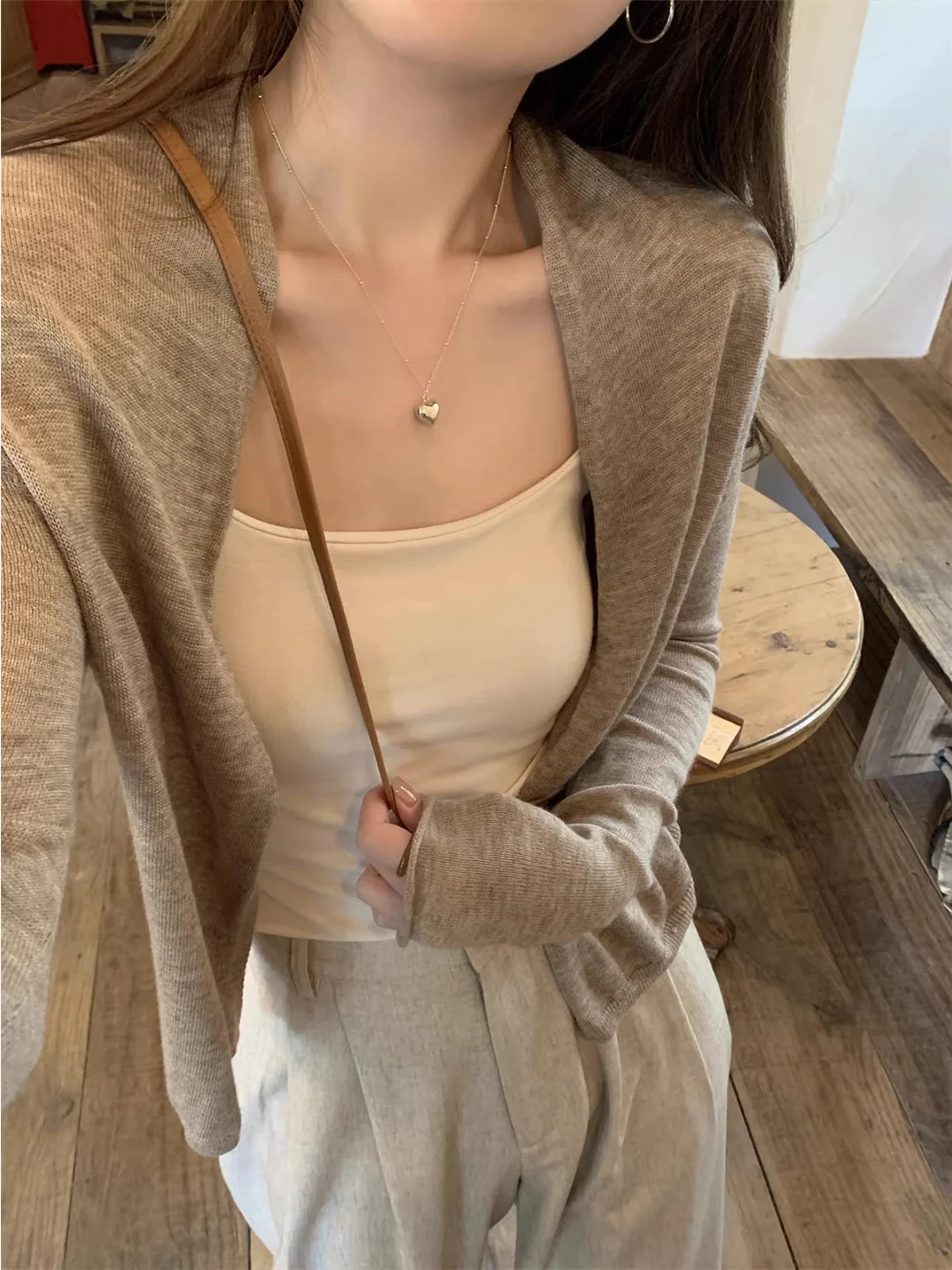 

Oatmeal Ice Silk Knitted Sun Protection Cardigan Women's Summer Lazy Style Thin Long Sleeve Outerwear Air Conditioning Shirt