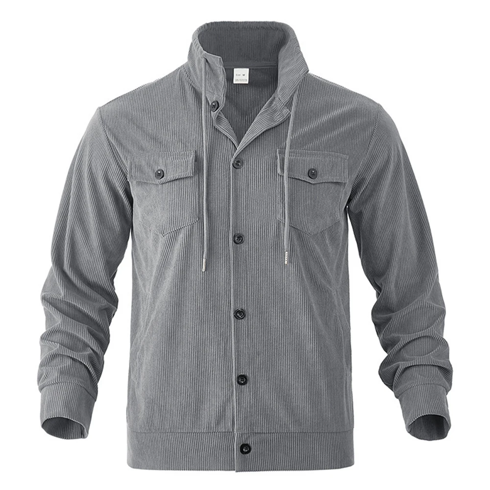 Mens High Quality Breathable Jacket Autumn And Winter Stand Collar Cotton Velvet Ami Khaki New Retro Multi-Pocket Jacket For Men