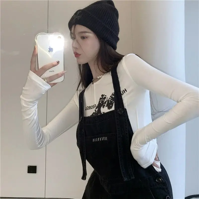 Washed Black Denim Jumpsuits Women Vintage Baggy Straight Simple All-match Spring Summer Korean Style Classic Leisure Daily Chic