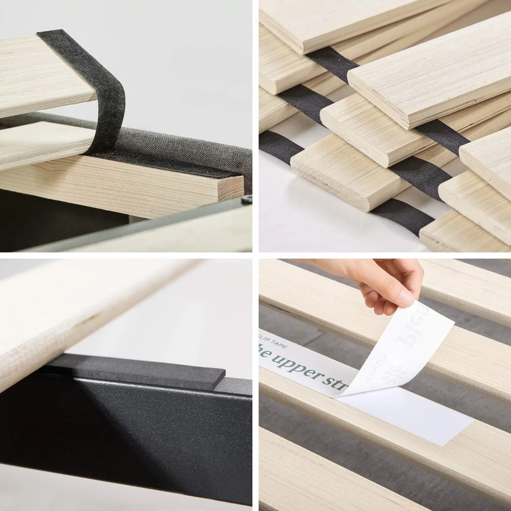 Upholstered Platform Bed Frame  Mattress Foundation  Wood Slat Support  No Box Spring Needed Easy Assembly