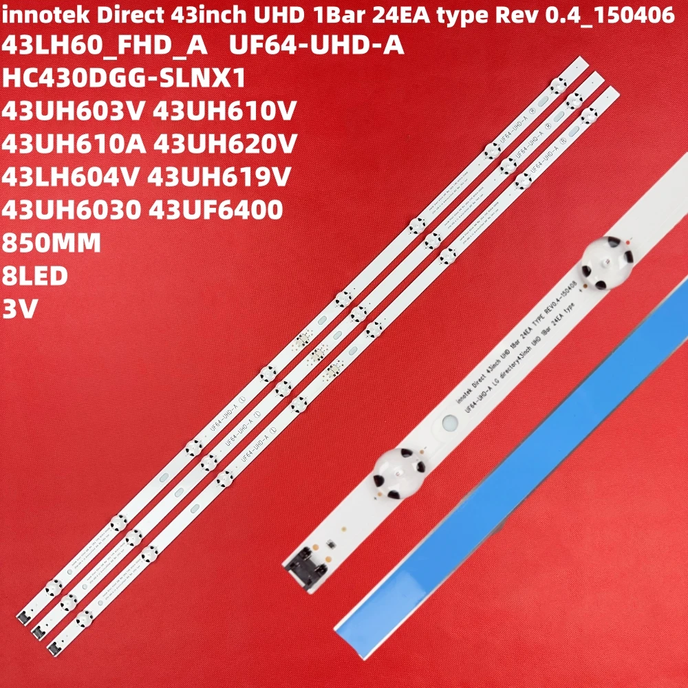 LED strip for 43UH610A 43UH603V 43UH6030 UD 43UH630V LC430DGE FJ M2 43" V16.5 ART3 2744 Rev0.1 6916L-2744A 43UH620V 43UH610T