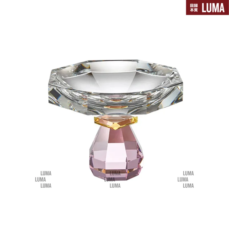 New Tall Crystal Glass Fruit Tray, Living Room Tea Table Snack Dried Fruit Storage Plate, Decorative Display Tray for Home Party