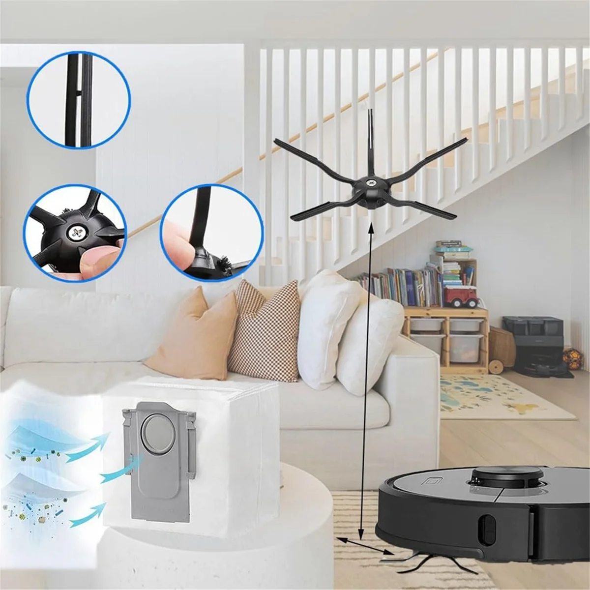 

Комплект аксессуаров ABXHH для пылесоса Roborock S7 MaxV Ultra / S7 Pro Ultra, основная боковая щетка, HEPA-фильтр, швабра, тканевые мешки для пыли