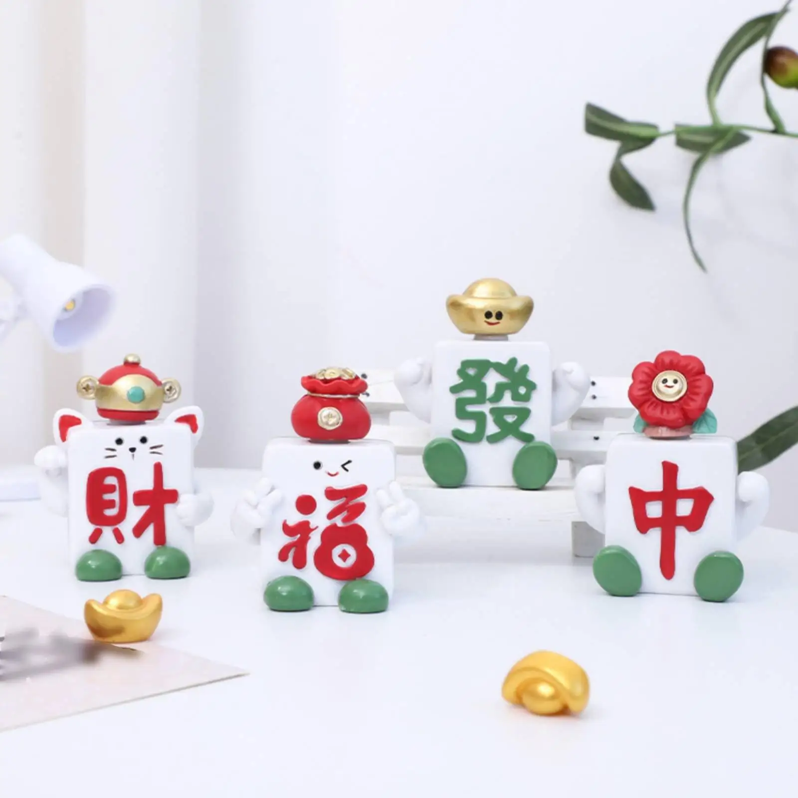 Rotating Mahjong Ornament Creative Gift Fortunate Character Bobblehead