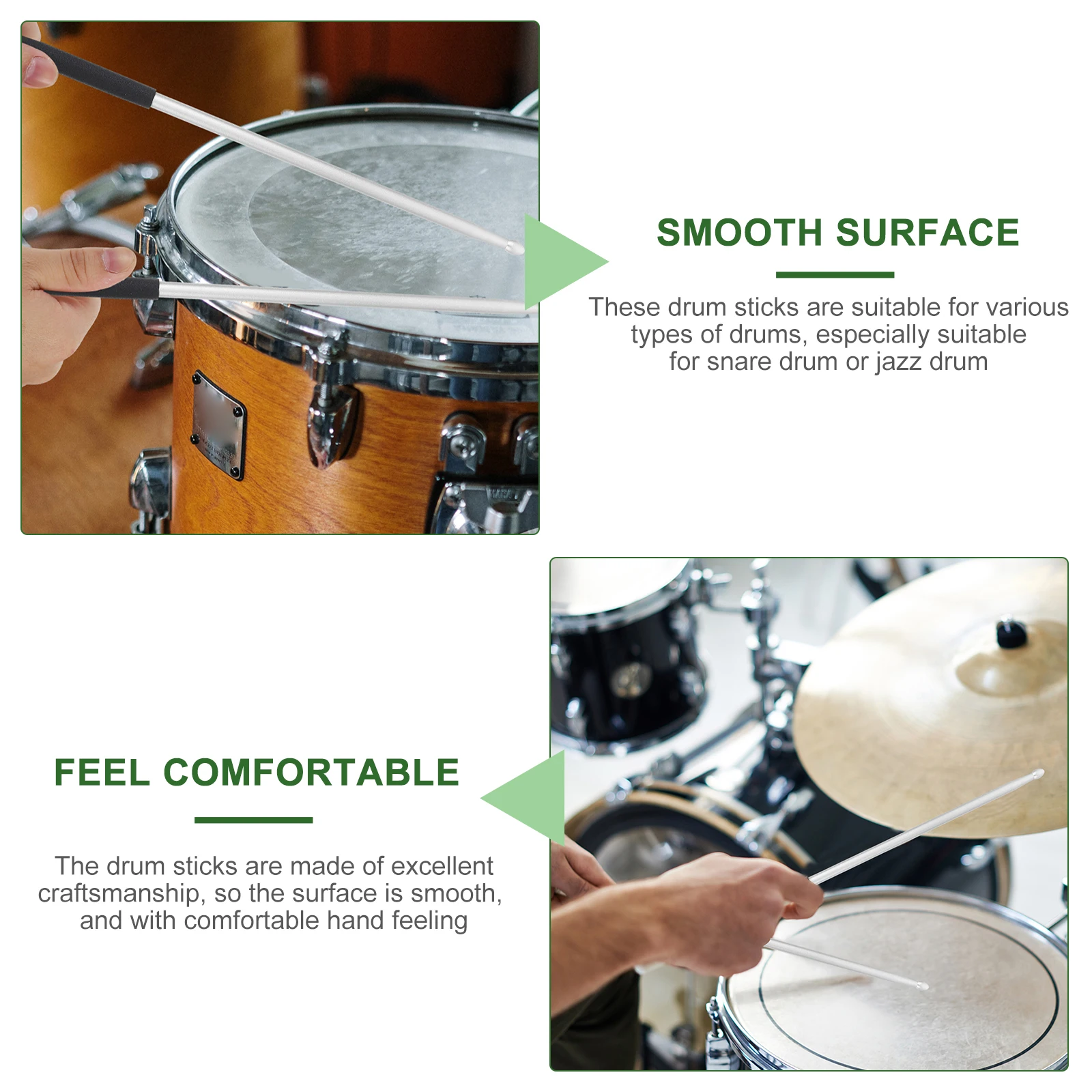 

1 Pair Professional Metal Drum Sticks Smooth Surface Anti-Slip Design For Snare Jazz Percussion Universal Durable Drumstick
