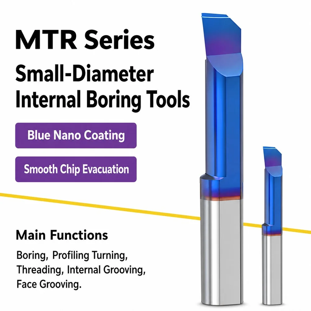 High Precision MTR MTL HRC65 CNC Boring Tool with Blue Nano Coating Tungsten Carbide for Anti-vibration Inner Hole Applications