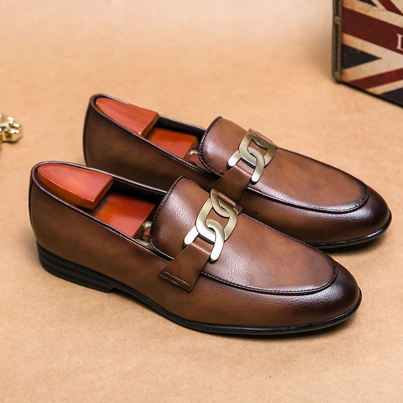 العلامة التجارية الكلاسيكية الرجال الجلود حذاء كاجوال ريترو براون منخفضة أعلى تدليك وحيد الرجال المتسكعون التنقل أحذية قيادة متعددة الاستخدامات