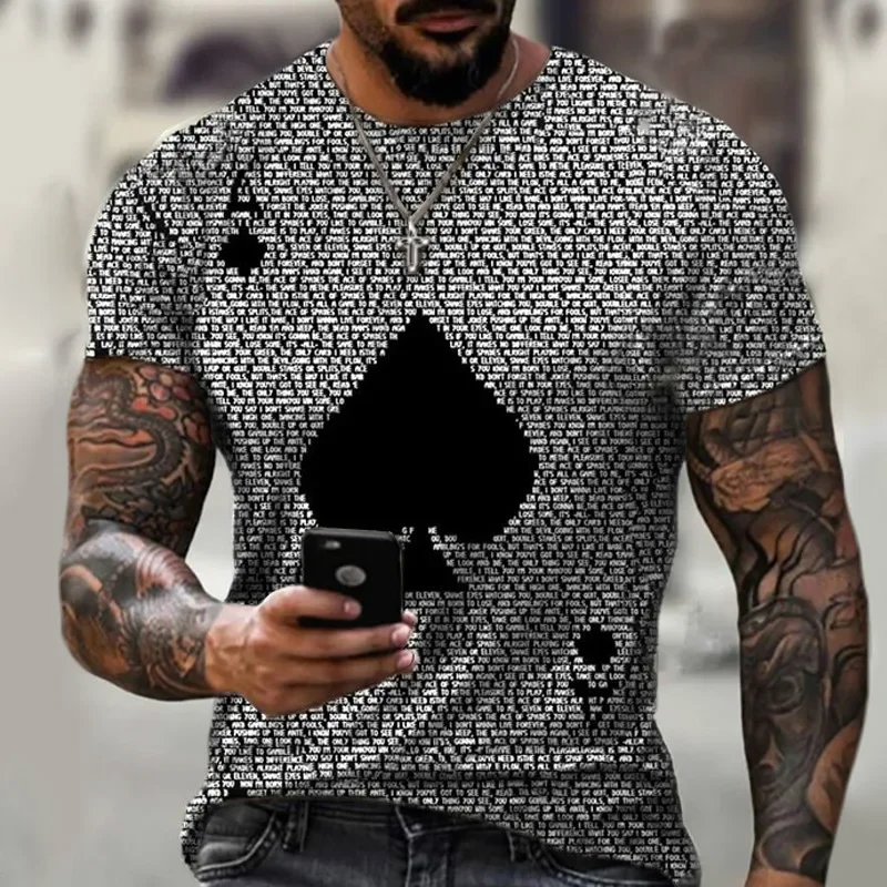 

Summer Street Fashion Graffiti Men's Spades A Couples 3D Creative Character Casual Shirt Plus Size Short-Sleeved T-Shirt