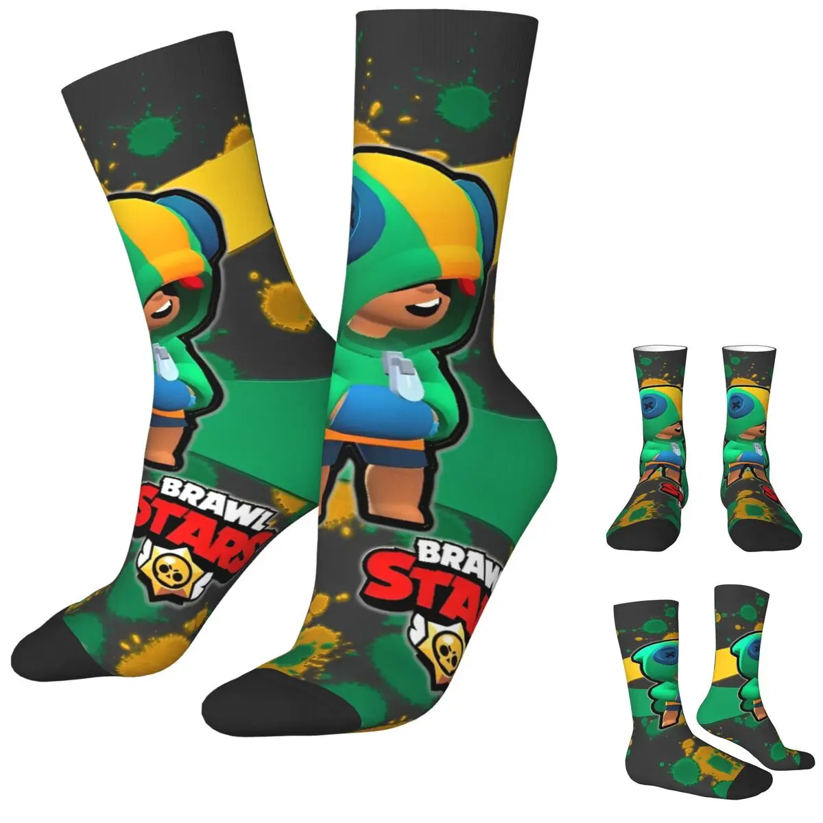 Brawling-Heros Game Leon Socks Men Women Polyester Funny Happy Socks Novelty Spring Summer Autumn Winter Middle Tube Socks Gifts