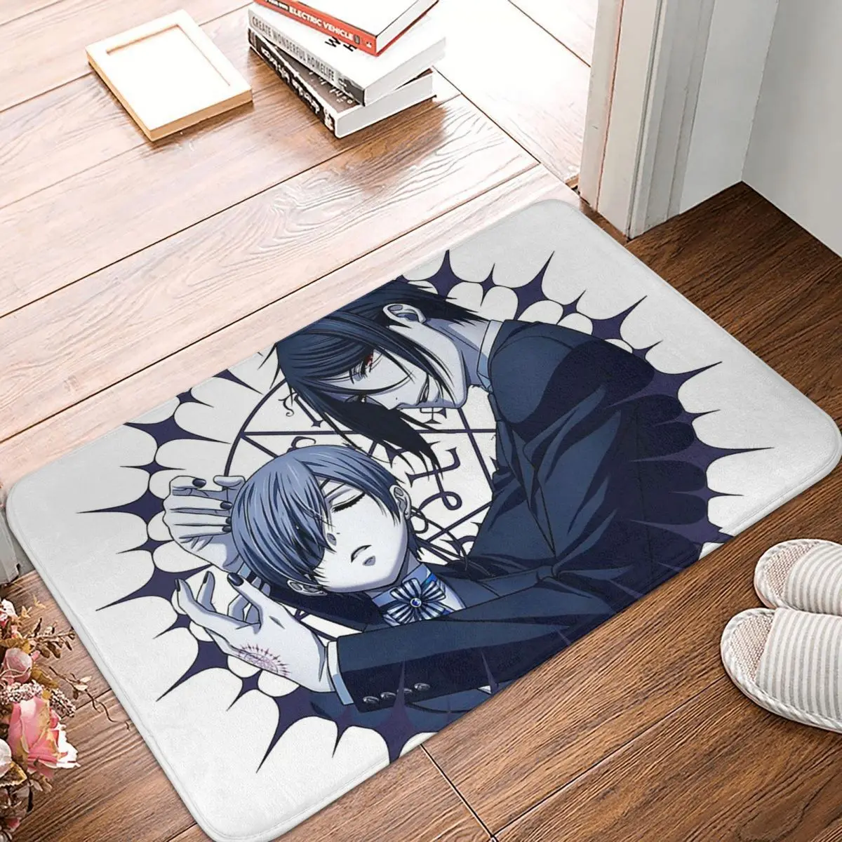 Black Butler Demon Servant Anti-Slip Doormat Bath Mat Sebastian And Ciel Pentagram Balcony Carpet Entrance Door Rug Bedroom