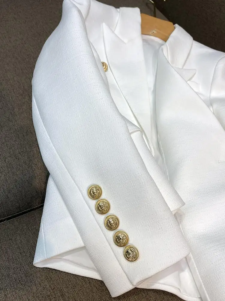 

Ele White Tailored Jaet Women's Faion Commute Sle Slim Fit Button ket Detail Long Sve Pure Color Double Breasted