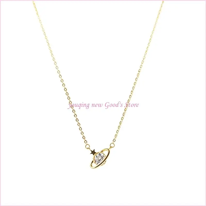 57QA Adjustable Planet Pendant Necklace Minimalist Dainty Jewelry with Chain for Party and Daily Casual Wear