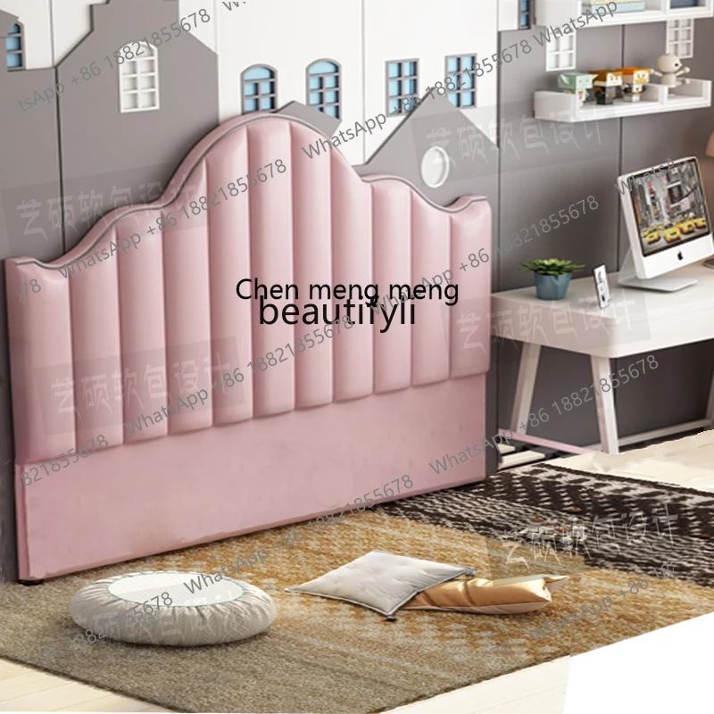 cc182Nordic simple leather headboard light luxury backrest soft bag soft backrest pine full solid wood frame