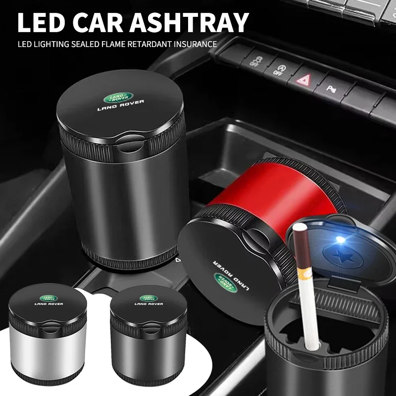 Car Ashtray With Lid Blue Led Portable Ashtray Cup For Land Rover Discovery 3 Evoque Velar Freelander Defender Range Rover Sport