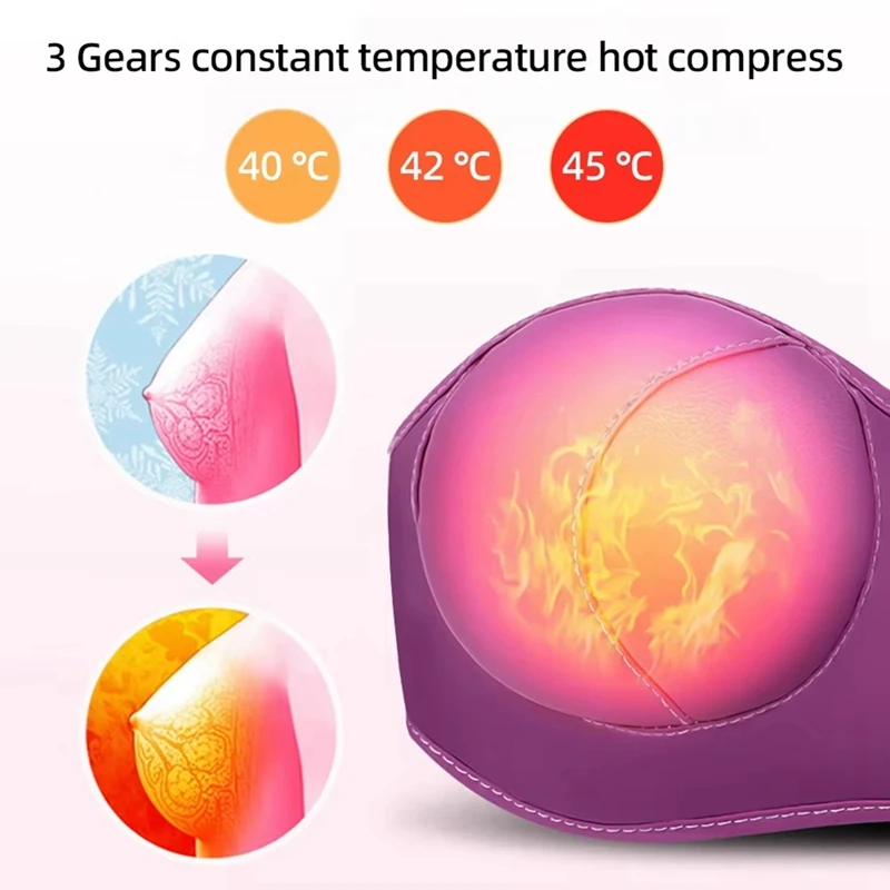 Electric Breast Massager Breast Enlarging Massager Vibration Hot Compress Rechargeable Electric Breast Augmentation Massage