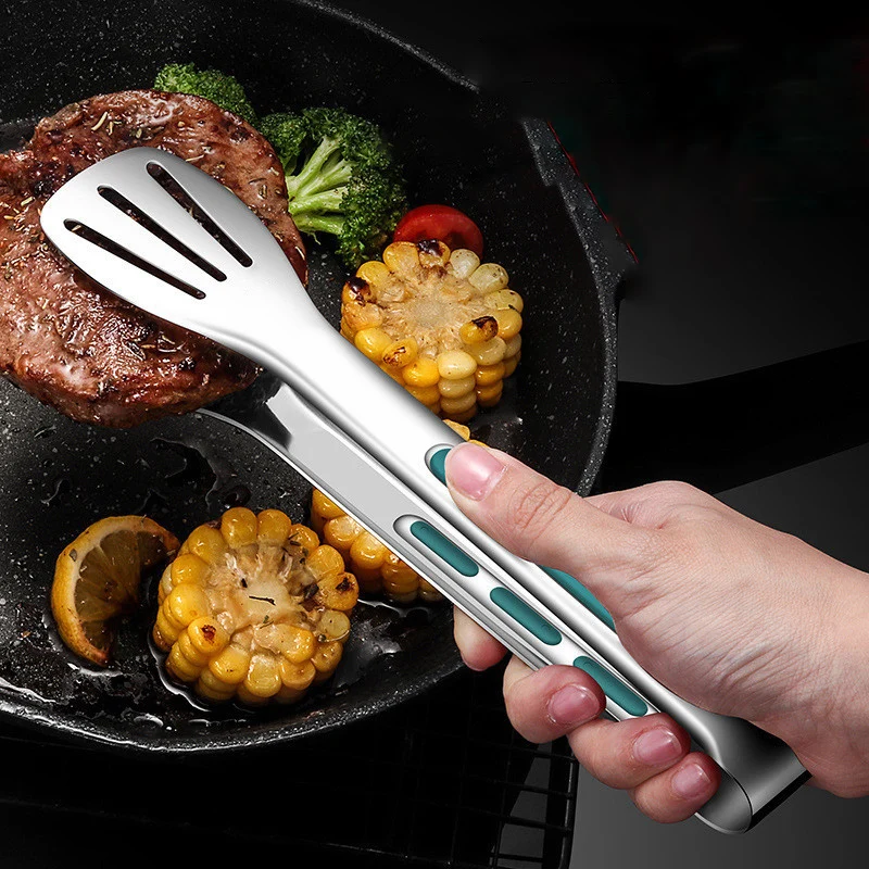 

Non-Slip Stainless Steel Food Tongs Meat Salad Bread Serving Clip Barbecue Grill Buffet Clamp Cooking Tools Kitchen Accessories